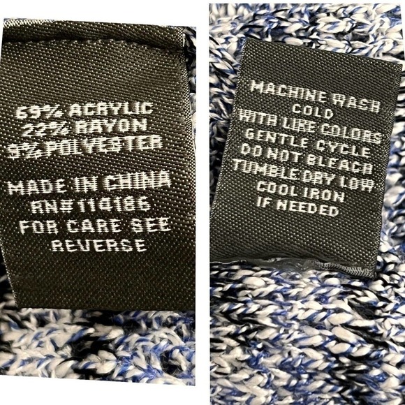 89th and Madison Cardigan Sweater Long Open Front Blue White Fringe Details - Picture 14 of 15